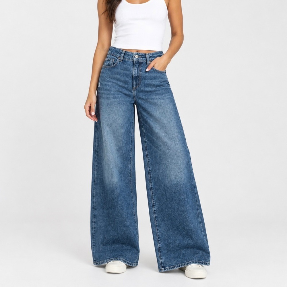 NEW Paige Sasha High Rise Wide Leg Jeans Blue Vintage Inspired Size 26